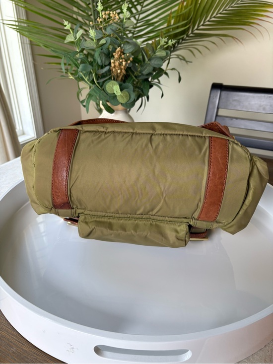 Tory Burch Olive Green Nylon Backpack with Brown Trim and Gold Hardware main image 7